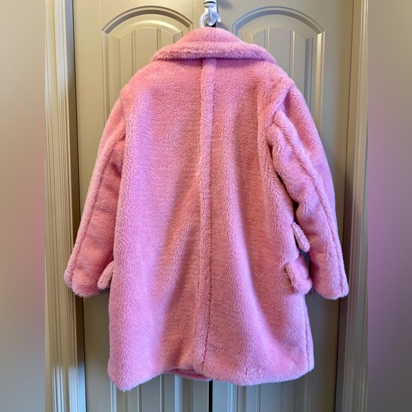 Shady Lady Light Pink Teddy Midi Coat - Picture 2 of 11